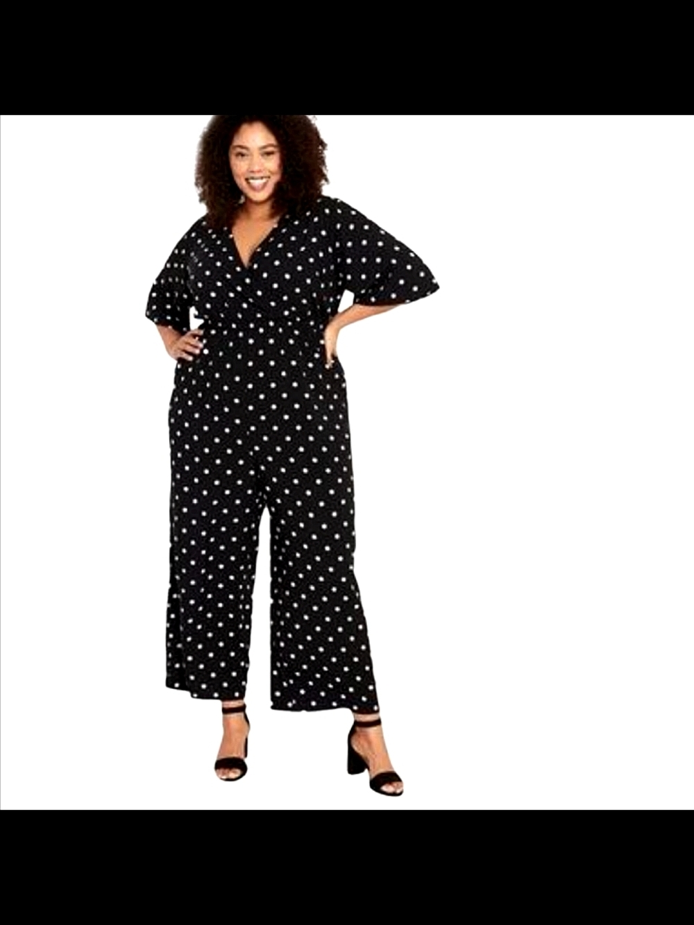 Old Navy Black Polka Dot Wrap Jumpsuit